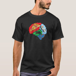 Pizza Sleep en Gamer Brain T Shirt Video Game Lov