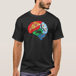 Pizza Sleep en Gamer Brain T Shirt Video Game Lov