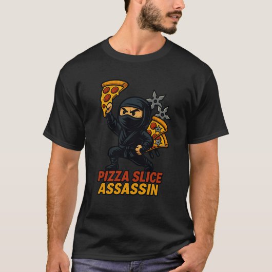 Pizza Slice Assassin – Ninja of the Cheesy Shadows T-shirt (Voorkant)