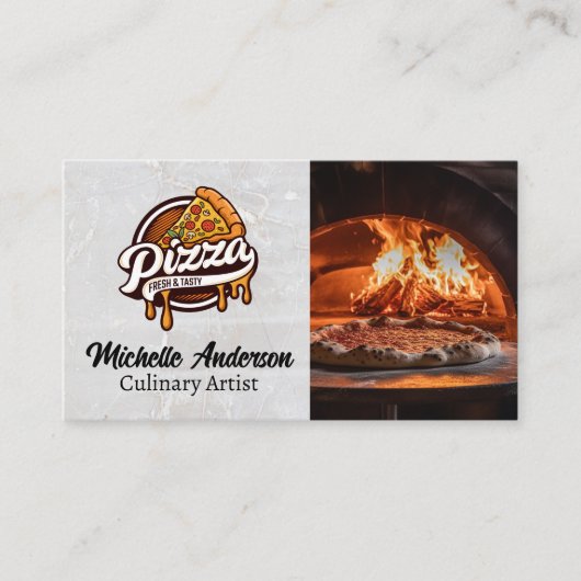 Pizza Slice Logo | Baksteenoven Visitekaartje (Voorkant)