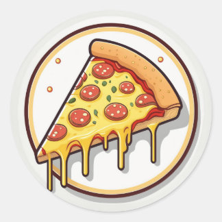 Pizza Slice met smeltende kaas Ronde Sticker