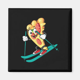 Pizza Slice op ski's Cool Tarwedeeg Pie Lovers Gi Magneet
