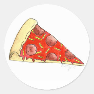 Pizza Slice Pepperoni Kaas Pizzeria Italiaans eten Ronde Sticker