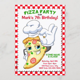 Pizza Slice Pizza Birthday Party Invitations Kaart