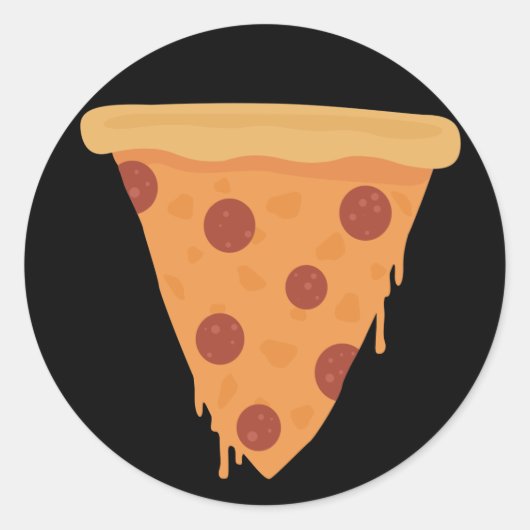 Pizza Slice Ronde Sticker (Voorkant)
