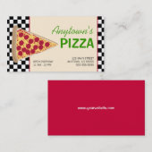 Pizza Slice & Zwart Checkerboard Pizza Visitekaartje (Voorkant / Achterkant)