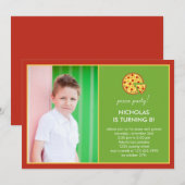 Pizza Slices Foto Birthday Invitation Kaart (Voorkant / Achterkant)