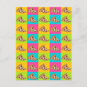 Pizza snijdt betegeld ontwerp af briefkaart