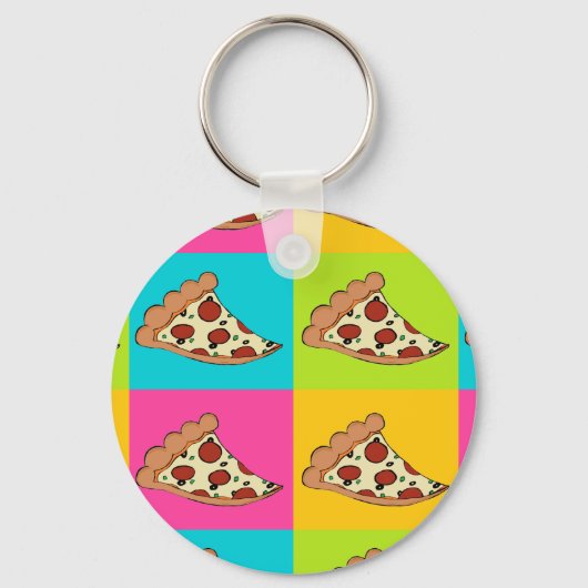 Pizza snijdt betegeld ontwerp af sleutelhanger (Voorkant)
