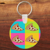 Pizza snijdt betegeld ontwerp af sleutelhanger (Voorkant)