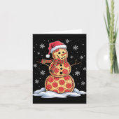 Pizza Snowman - Santa Hat - Kerstfeest Kaart (Voorkant)