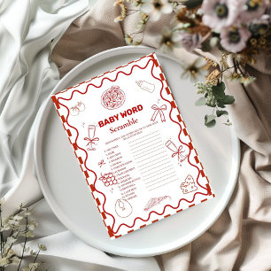 Pizza Speciaal woord scramble baby shower spel kaa Kaart