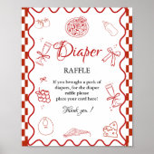 Pizza Special Deliv Diaper raffle baby shower sign Poster (Voorkant)