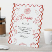 Pizza Special Deliv Diaper raffle baby shower sign Reclamebord Met Voetstuk (Insitu)
