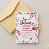 Pizza,special Delivery Baby Shower Invitation