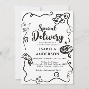 Pizza, speciale levering Baby shower uitnodiging