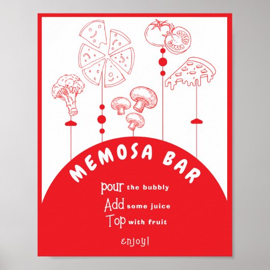 Pizza Speciale Levering Memosa Bar Teken Poster (Voorkant)