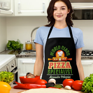PIZZA SPECIALIST met naam in ZWART Schort
