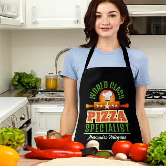 PIZZA SPECIALIST met naam in ZWART Schort