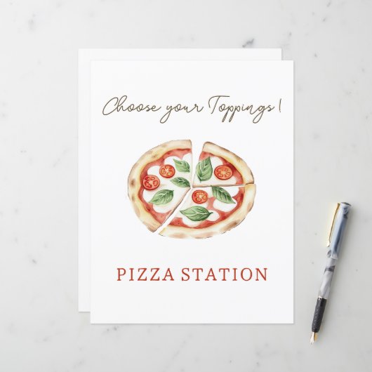 Pizza Station Custom Table Sign (Voorkant / Achterkant in situ)