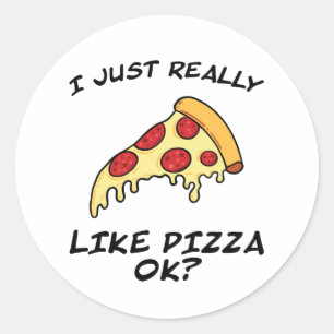 Pizza-stuk pizza grappig gezegde voor snel eten ronde sticker