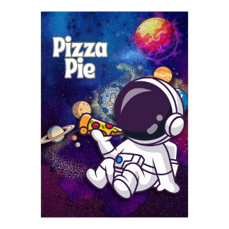 Pizza Taart leuk astronaut muurkunst Poster