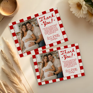 Pizza Theme Baby Shower Thank You Card with Photo Bedankkaart