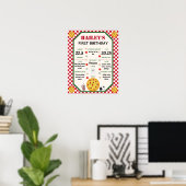 Pizza Themed Baby's 1st Birthday Milestones Poster (Bureau à domicile)