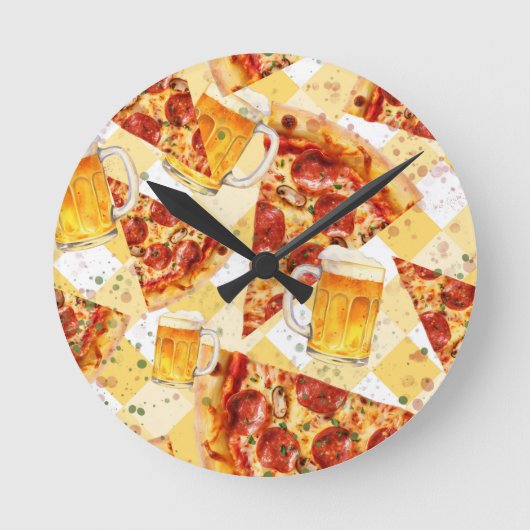 Pizza tijd Bier tijd Ronde Klok (Voorkant)