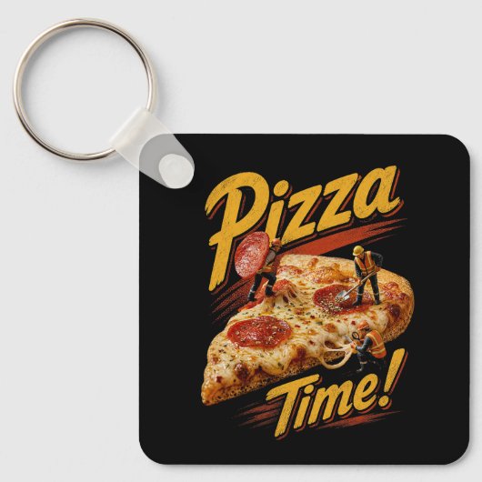 Pizza Tijd! Sleutelhanger (Voorkant)
