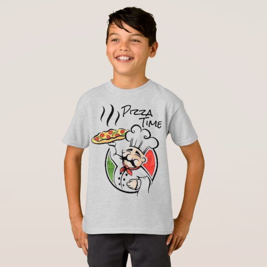 Pizza Time Boy's Basic T-shirt (Voorkant volledig)
