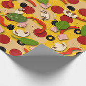Pizza Topping Funny Cartoon Cadeaupapier (Hoek)