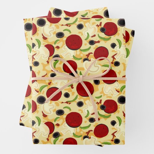 Pizza Toppings Pattern Inpakpapier Vel (In situ)