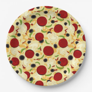 Pizza Toppings Pattern Papieren Bordje