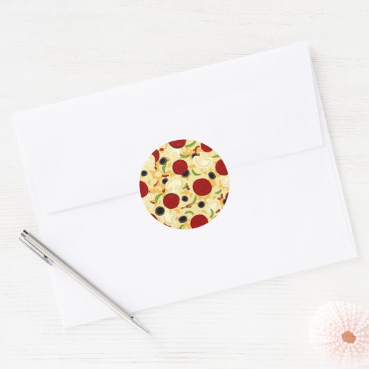 Pizza Toppings Pattern Ronde Sticker (Envelop)
