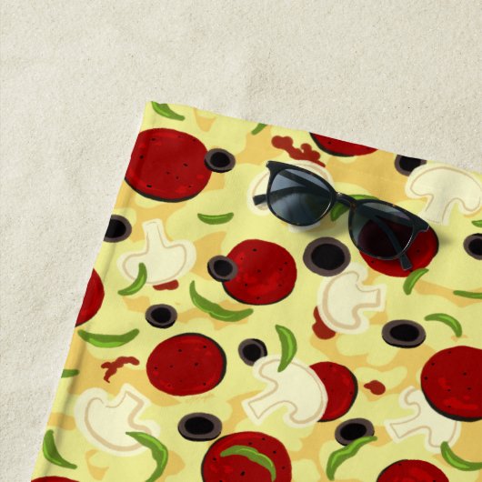 Pizza Toppings Pattern Strandlaken (In situ)