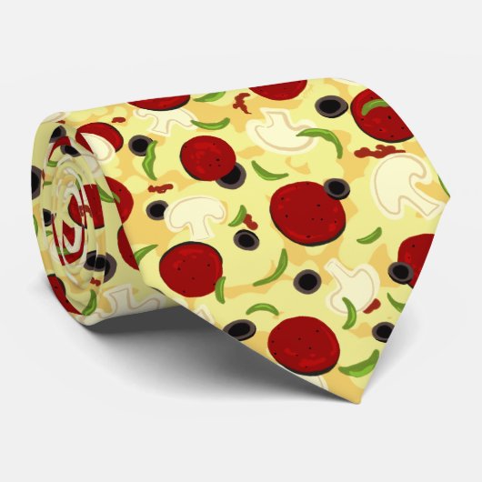 Pizza Toppings Pattern Stropdas (Opgerold)