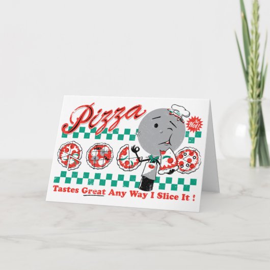 Pizza toute tranche de la manière I il rétro carte (Devant)