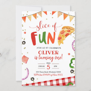 Pizza tranche de plaisir Anniversaire Invitation