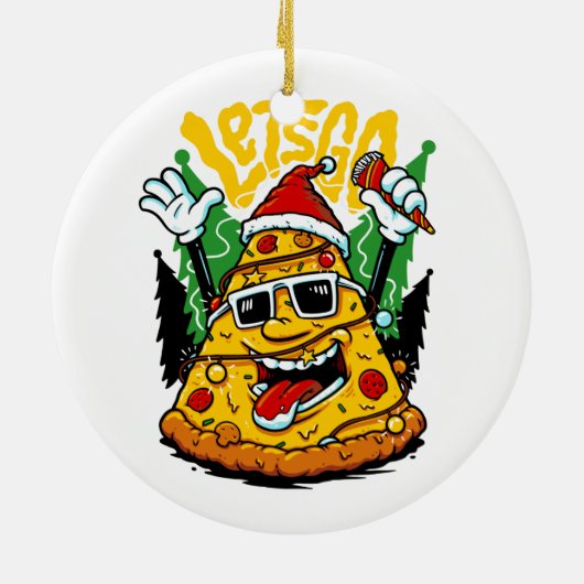 Pizza Tree-kerstlampjes Merry Crustmas-programma's Keramisch Ornament (Achterkant)