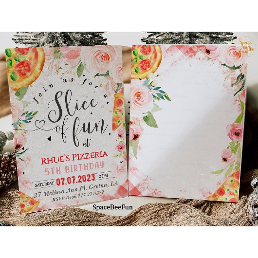 Pizza uitnodiging Verjaardag Slice of fun party