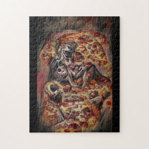 Pizza val dood abstract grafisch kunstwerk legpuzzel