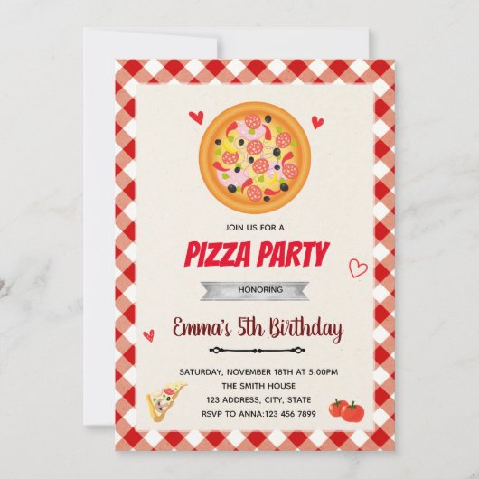 Pizza valentijn partijuitnodiging kaart (Voorkant)