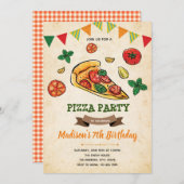 Pizza verjaardagsdouche uitnodiging (Voorkant / Achterkant)