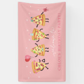 Pizza verjaardagsfeest, moderne Schattigee pizzapl Spandoek (Verticaal)