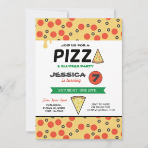 PIZZA Verjaardagsfeest Sluimer Slaap op Uitnodigin Kaart