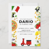 Pizza & Vespa Italienne Invitation Anniversaire (Devant)