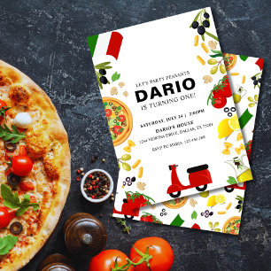 Pizza & Vespa Italienne Invitation Anniversaire