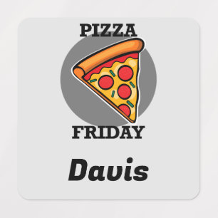 Pizza-vrijdagontwerp - Etiket voor kleine vierkant Labels