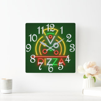 Pizza Wall Clock Vierkante Klok